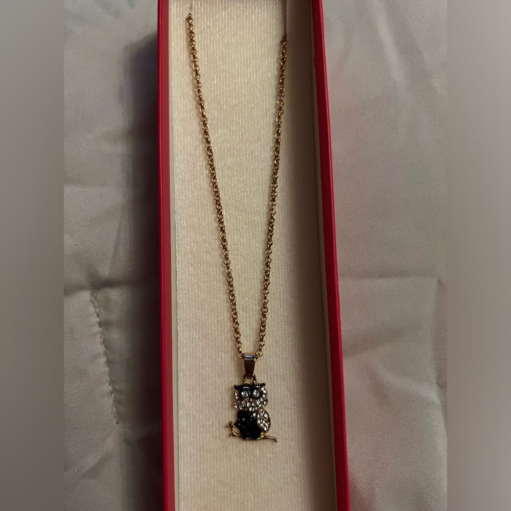 Black/Gold Owl Necklace. (Jewlery)